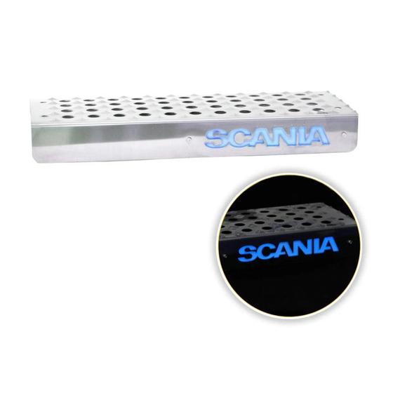 Imagem de Estribo Bateria Inox Espelhado Com Led Azul Para Scania NTG