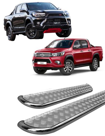 Imagem de Estribo Hilux 2016 a 2020 Chapa de Aço Cromado C D