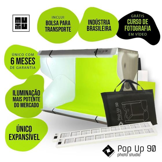 Imagem de Estúdio Fotográfico Portátil Pop Up 90 Da Mutu Com Leds