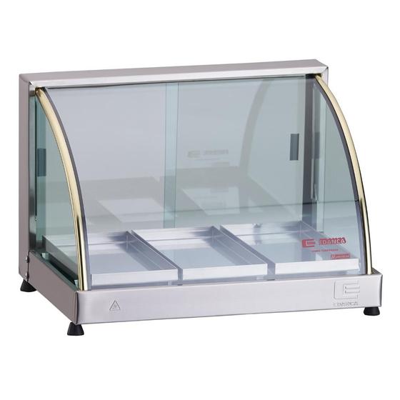 Estufa Para Salgados 3 Bandejas Vitrine Vidro Curvo Expositor Quente - Edanca Menor preço em Estufa Para Salgados 3 Bandejas Vitrine Vidro Curvo Expositor Quente - Edanca