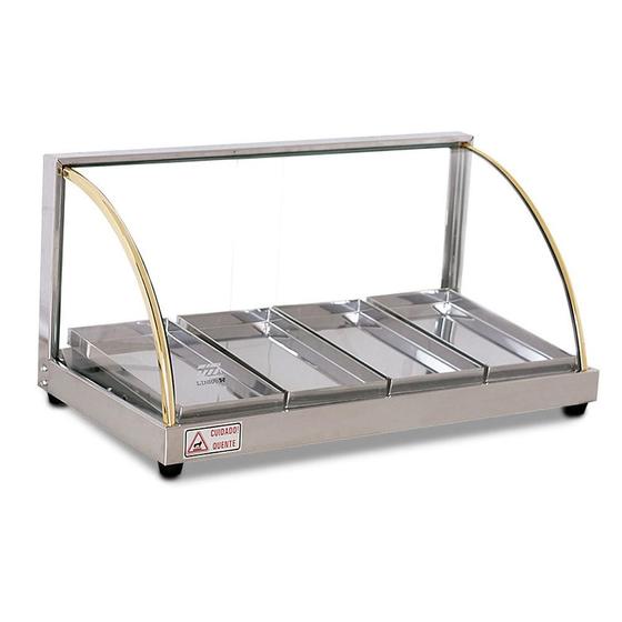 Estufa Para Salgados 4 Bandejas Vitrine Inox Linha W Expositor Titã Elétrica Térmica Menor preço em Estufa Para Salgados 4 Bandejas Vitrine Inox Linha W Expositor Titã Elétrica Térmica