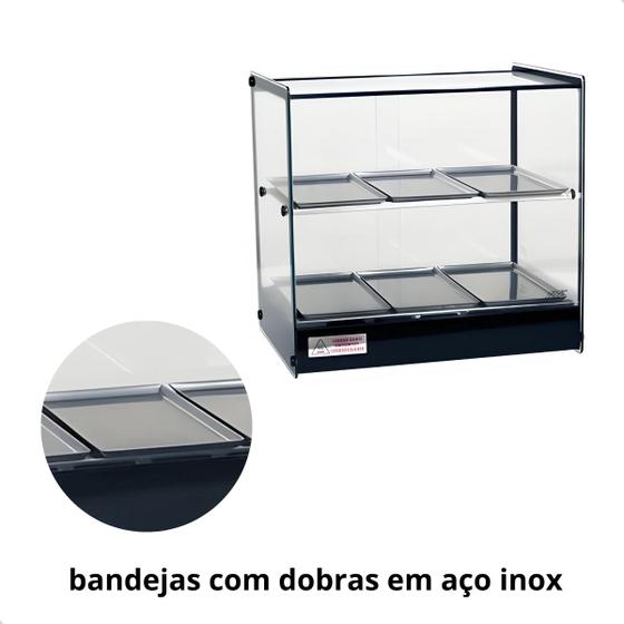 Imagem de ESTUFA VITRINE QUADRADA DUPLA PARA SALGADOS 6 BANDEJAS TITÃ 220v