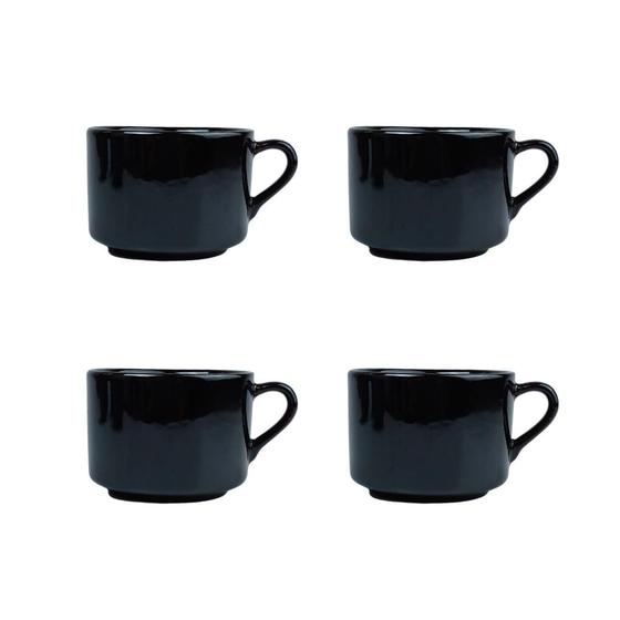 Imagem de ETHMIX, Kit Xícaras, Caneca, 150ml, Porcelana Preto, 4 Peças