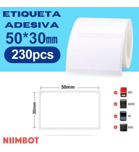 Imagem de Etiqueta Adesiva 50x30 Niimbot B21 B1 230 Etiquetas p/ Rolo