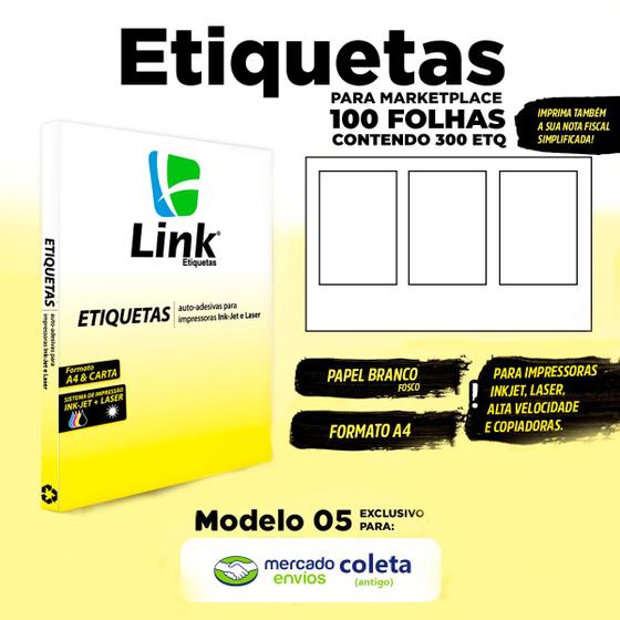 Imagem de Etiqueta Adesiva 9048SG Para Envios 100 Folhas Formato A4 Link Modelo 5 Coleta Antigo