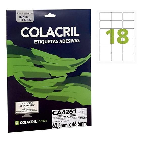 Imagem de Etiqueta Adesiva Colacril A4 Ca4261 63,5X46,6Mm 25Fls