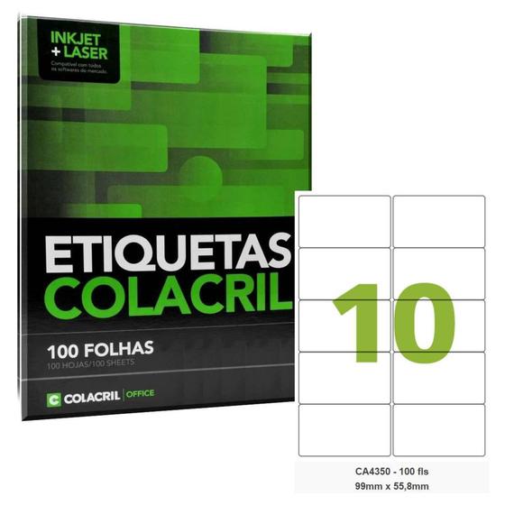 Imagem de Etiqueta adesiva colacril ca4350 - cx c/ 100 folhas