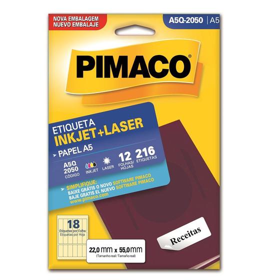 Etiqueta Adesiva InkJet e Laser A5 22x55mm Branco A5Q-2050 12 Folhas 216 Etiquetas Pimaco Menor preço em Etiqueta Adesiva InkJet e Laser A5 22x55mm Branco A5Q-2050 12 Folhas 216 Etiquetas Pimaco