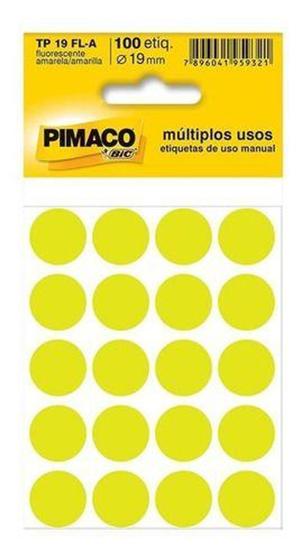 Imagem de Etiqueta Adesiva Para Codificação 19mm Amarela 400 Unidades - Pimaco