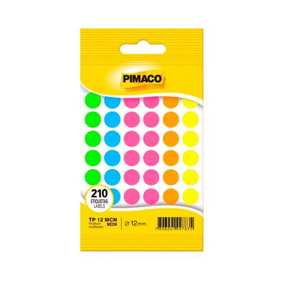 Imagem de Etiqueta Adesiva Tp Neon Multicor Neon 210 Unidades - Pimaco