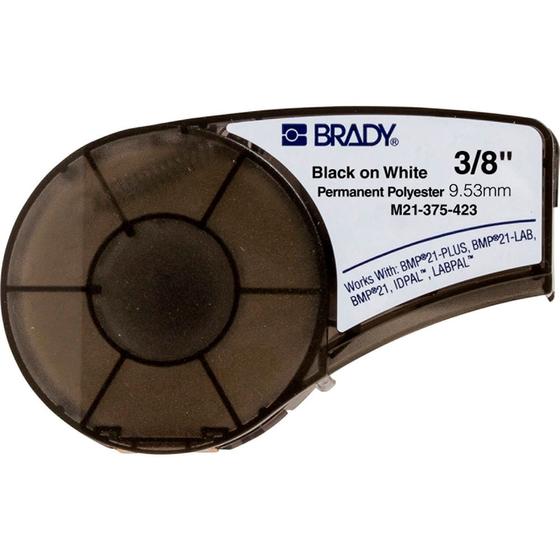 Imagem de Etiqueta Brady Poliéster Preto/Branco 9,53mm M21-375-423