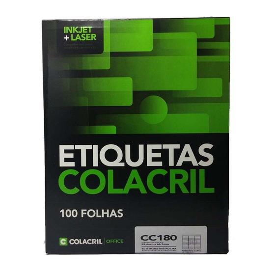 Imagem de Etiqueta Carta CC180 25,4x66,7mm Colacril 100 Folhas