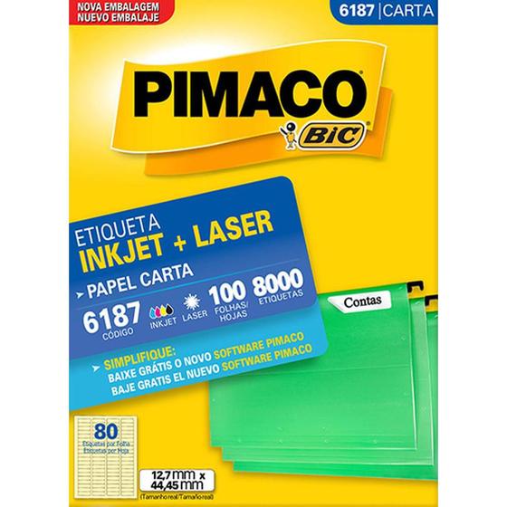 Imagem de Etiqueta Carta Inkjet Laser 6187 - Pimaco