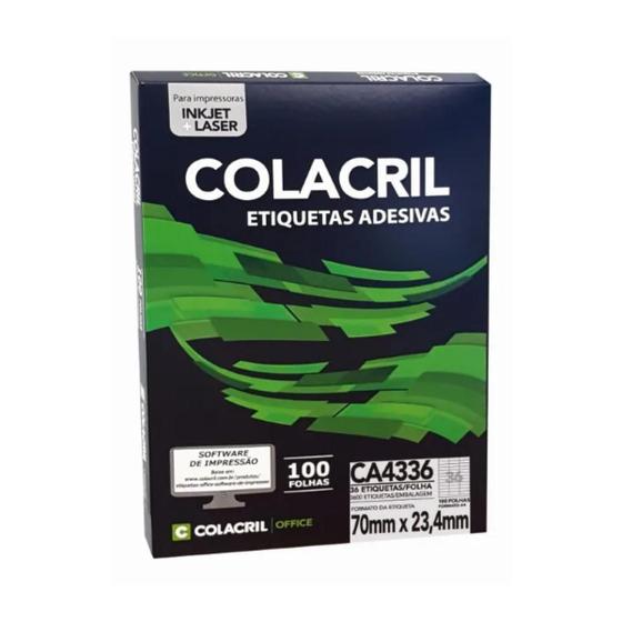 Imagem de Etiqueta Colacril A4336 (70x23,4 mm) Caixa Com 100 Fls