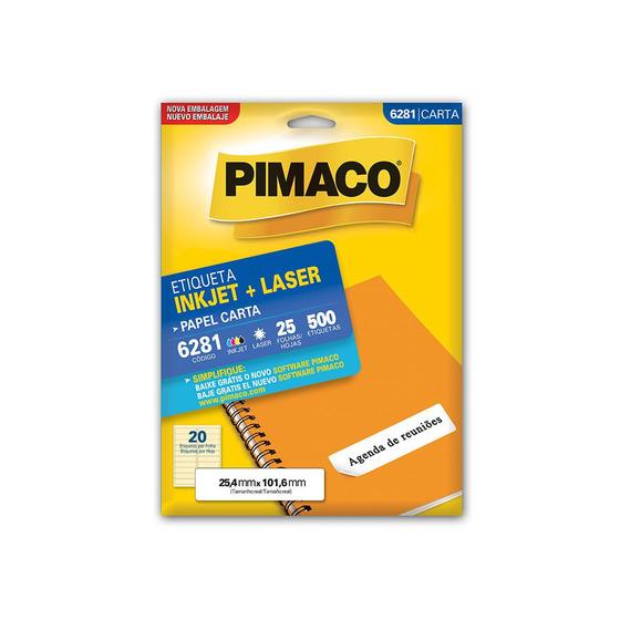 Imagem de Etiqueta Inkjet Laser 6281 Papel Carta C/500 Un - Pimaco