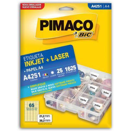 Imagem de Etiqueta Inkjet/Laser A4251 Com 25 Folhas Pimaco