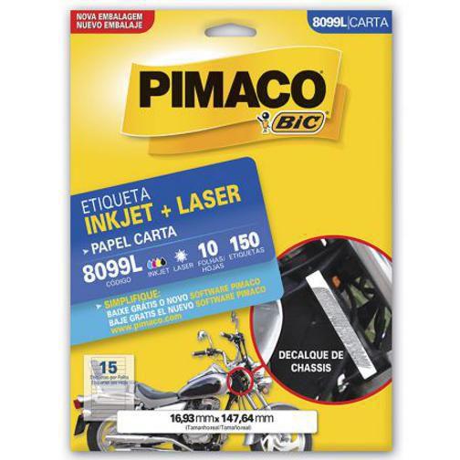 Imagem de Etiqueta Inkjet/Laser Carta 8099L Com 10 Folhas Pimaco