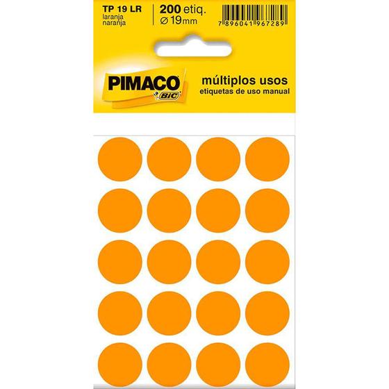 Imagem de Etiqueta Multiuso Ø 19 Mm 10 Folhas Tp19 Laranja Pimaco