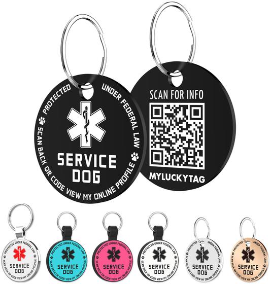 Imagem de Etiqueta para cães de serviço de código QR MYLUCKYTAG em aço inoxidável