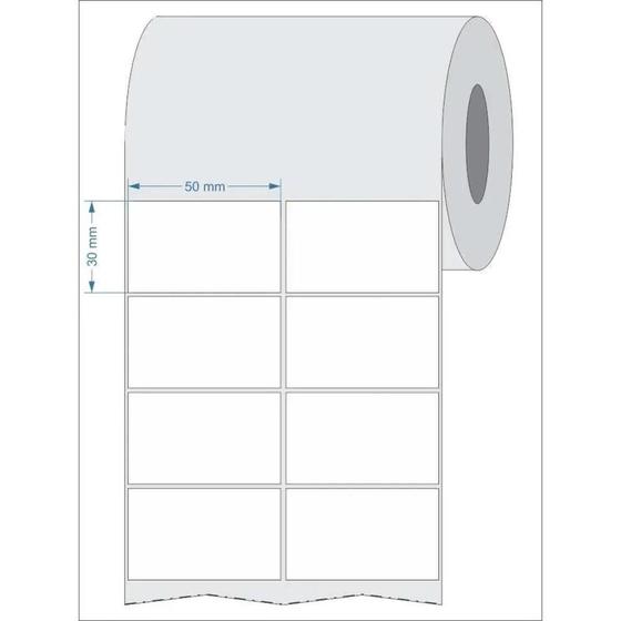 Imagem de Etiqueta para Código de Barras Couché 50X30MM 2 Carreiras Rolo com 1900