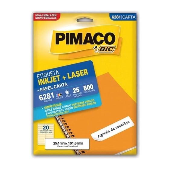 Imagem de Etiqueta Pimaco Carta Inkjet E Laser 6281 Com 500 Unidades