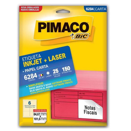 Imagem de Etiqueta Pimaco Carta Inkjet E Laser 6284 Com 150 Unidades