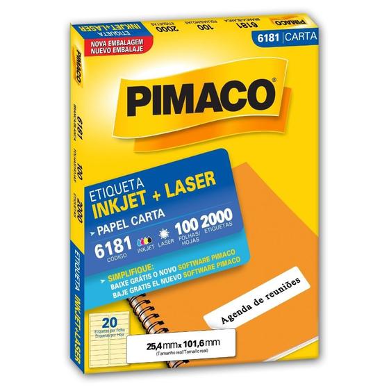 Imagem de Etiqueta Pimaco Laser 2000 Un. 25,4X101,60mm 6181