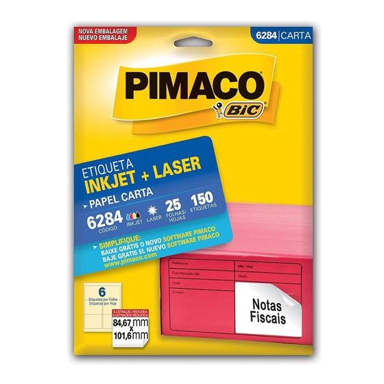 Imagem de Etiqueta Pimaco p/ Impressão 6284 Ink-jet Laser Carta c/ 150 etiquetas