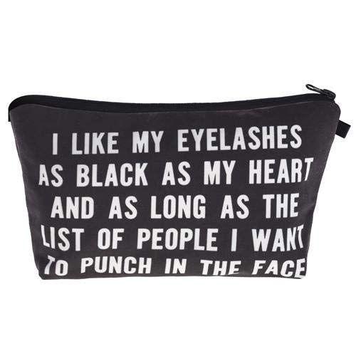 Imagem de Eu gosto dos meus cílios tão pretos quanto o meu coração - Funny Mascara Makeup Bag With Saying For Women Cosmetics Toiletry and Travel Cute Eyelash Gifts