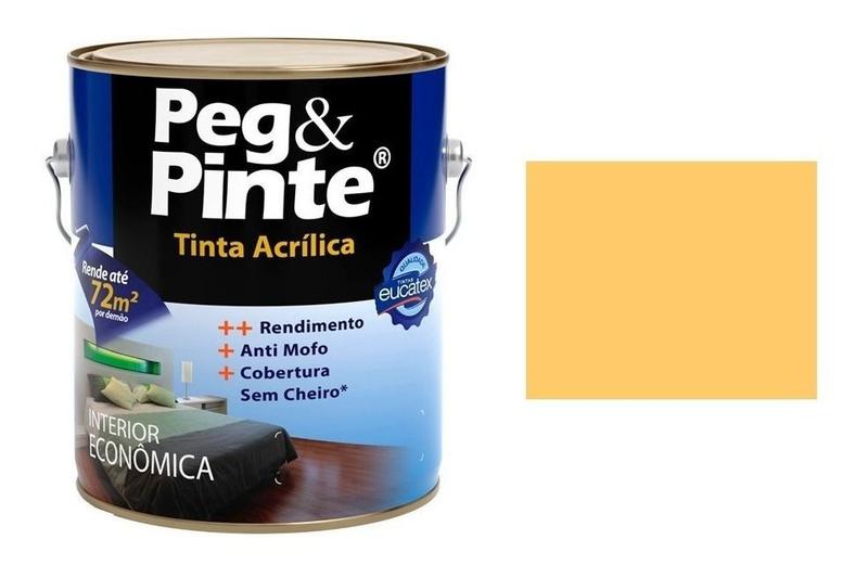 Imagem de Eucatex Tinta Acrilica Pintura Parede Peg Pinte Amarelo Canario 3,6 Lt