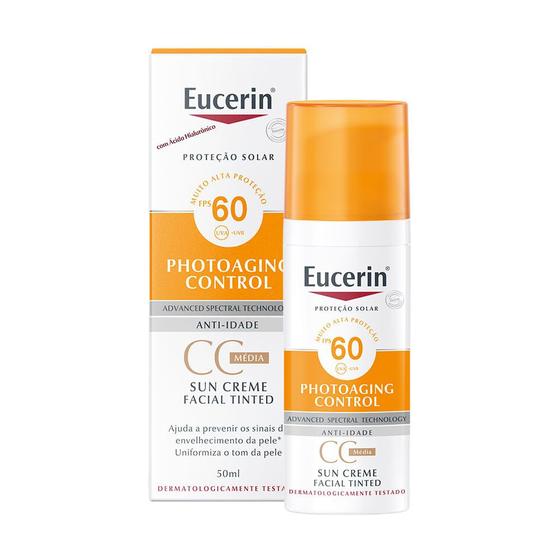 Eucerin Sun CC Cream Médio FPS 60 Protetor Solar Facial 50ml Menor preço em Eucerin Sun CC Cream Médio FPS 60 Protetor Solar Facial 50ml