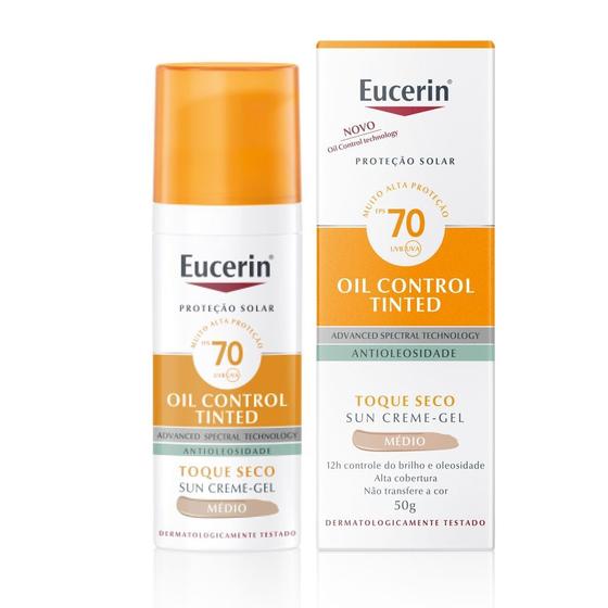 Imagem de Eucerin Sun Oil Control Tinted Médio FPS 70 Protetor Solar Facial 50g