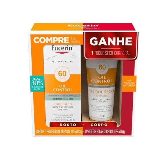 Eucerin Sun Oil Gel Creme Control fps 60 52g + Oil Control Toque Seco Corporal fps 60 50g Menor preço em Eucerin Sun Oil Gel Creme Control fps 60 52g + Oil Control Toque Seco Corporal fps 60 50g