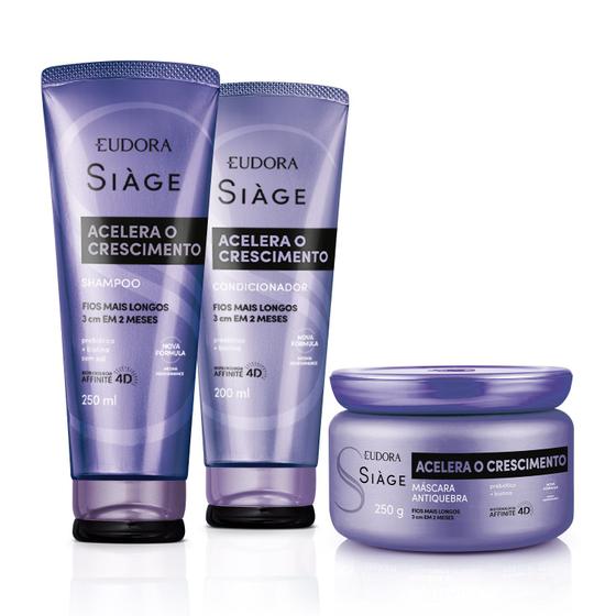 Imagem de Eudora Kit Siàge Acelera o Crescimento: Shampoo 250ml + Máscara Capilar 250g + Condicionador 200ml