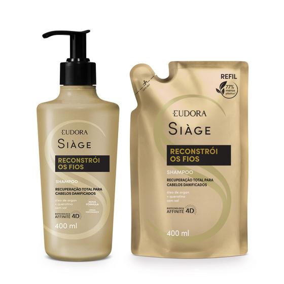 Imagem de Eudora Kit Siàge Reconstrói os Fios: Shampoo 400ml + Refil 400ml