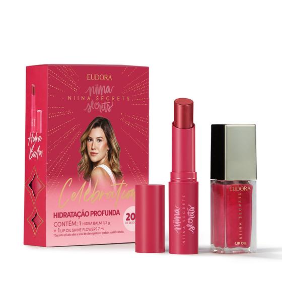 Imagem de Eudora Niina Secrets Celebration Hidra Balm 3,2g + Lip Oil Shine Flowers 7mldiv/div