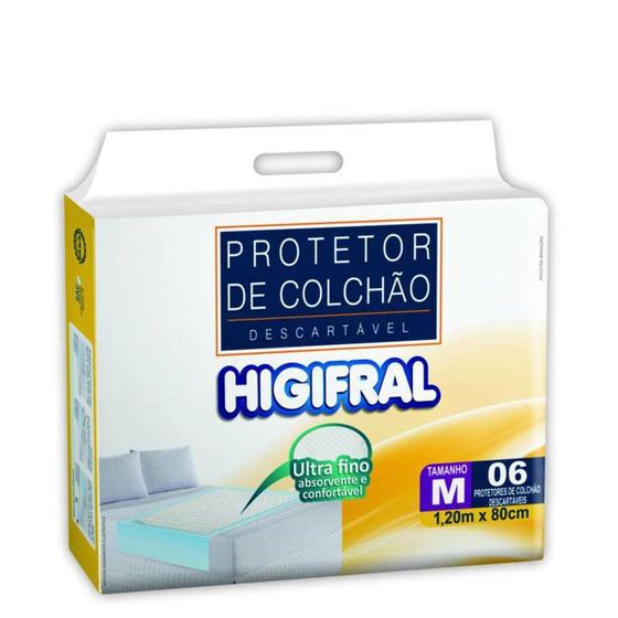 Imagem de Eurofral protetor de colchão higifral descartável tamanho medio contém 1 pacote com 06 unidades