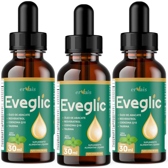 Imagem de Eveglic - Óleo Abacate + Resveratrol + Coenzima Q10 + Taurina + Vitaminas e Minerais Gotas 3 Frascos