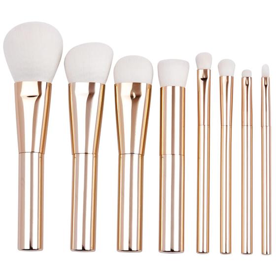 Imagem de EVRCHGIEA Maquiagem Pincéis Set, Blush Foundation Pó Corretivo Sombra Eye Makeup 8 Pcs Brush Set Cabelo Sintético Macio e Alça de Alumínio Dourado