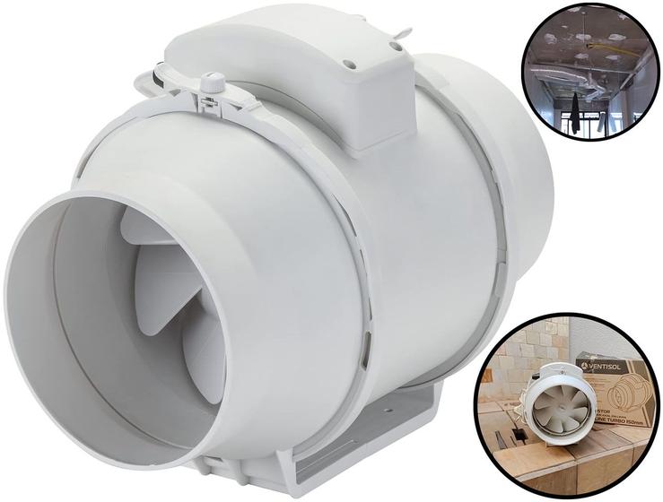 Imagem de Exaustor Axial Ventilador In-Line Turbo 150mm Residencial Industrial 65w Branco Ventisol 