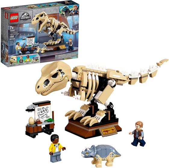Imagem de Exibição do Fóssil de Dinossauro T. rex LEGO: Brinquedo Educativo 198 Peças
