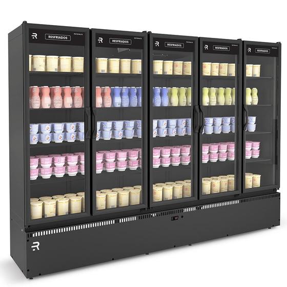 Imagem de Expositor Auto Serviço ASVR5P Vanguard Resfriados Refrimate -  All Black 1631L Controlador Digital Porta de Vidro Temperado 0ºC a 7ºC Led Lateral