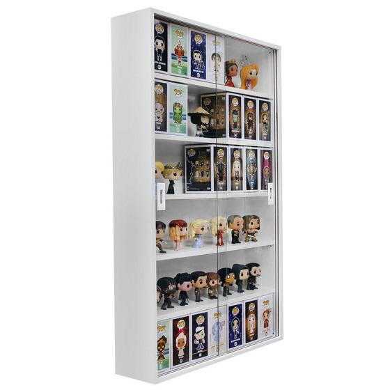 Expositor para funko pop MDF (para 60 funkos) portas em vidro, 6 vãos, Dom Móveis - branco Menor preço em Expositor para funko pop MDF (para 60 funkos) portas em vidro, 6 vãos, Dom Móveis - branco