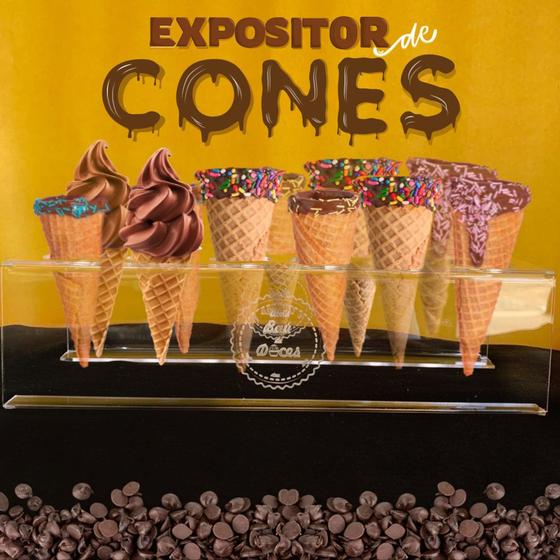 Imagem de Expositor porta cones trufados com 12 furos de  4,5 cm de diâmetro com