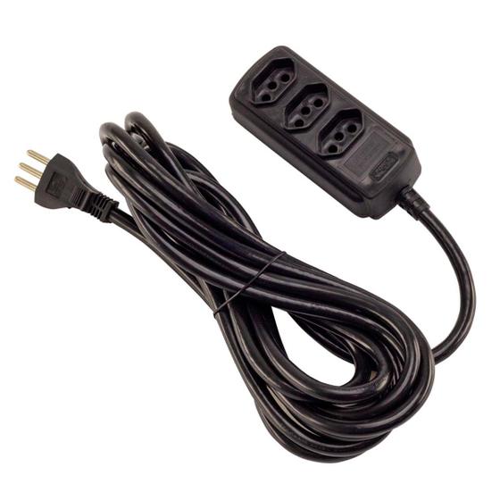 Imagem de Extensao 03 Tomadas 20A 5,00 Metros Preta 2P+T Force Line