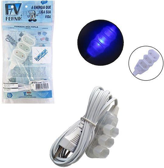 Extensão 1,5 m com 3 tomadas bipolar iluminada bivolt Menor preço em Extensão 1,5 m com 3 tomadas bipolar iluminada bivolt