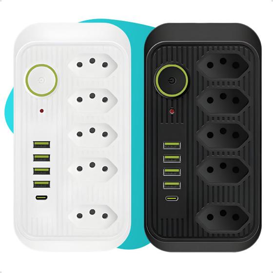 Extensão 5 Tomadas 4 Usb 1 Tipo C 1 Pd Led Bivolt 110v/220v - Variadas ...