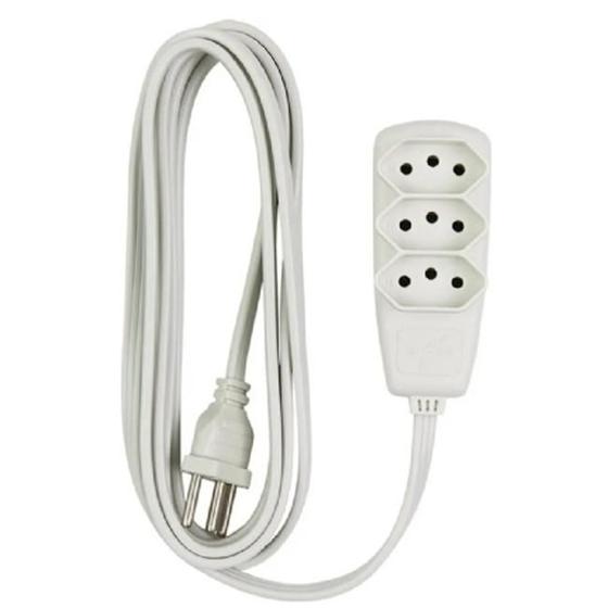 Imagem de Extensao 5m 3 tomadas 2 p+t 10a branco sort daneva legrand