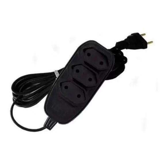 Imagem de Extensão Compacta 2P Bipolar com Cordão Paralelo 10A 250V 3m Preta - Ilumi
