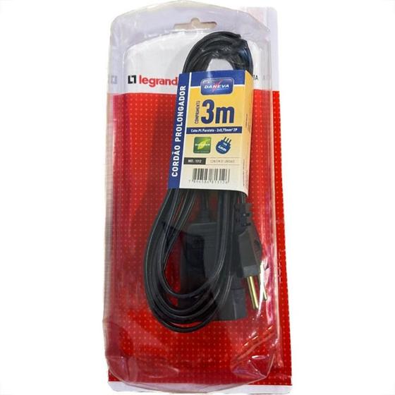 Imagem de Extensao Daneva Cordao Prolongador Paralelo 2 Polos 0,75Mm Preto - 3M - 1312